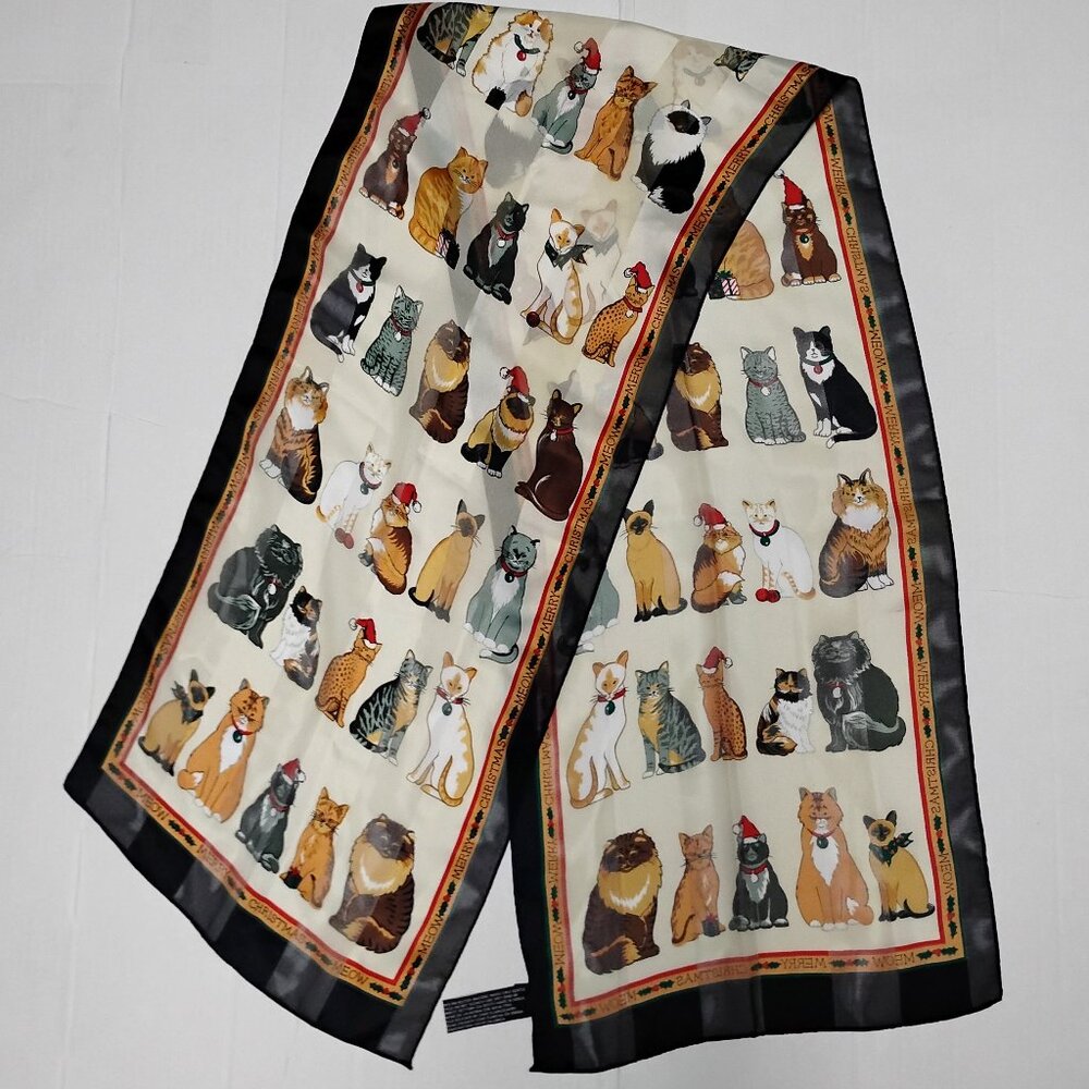 ❤️BASHA SCARVES Merry Christmas Theme Santas Cat Assistants XOXO
